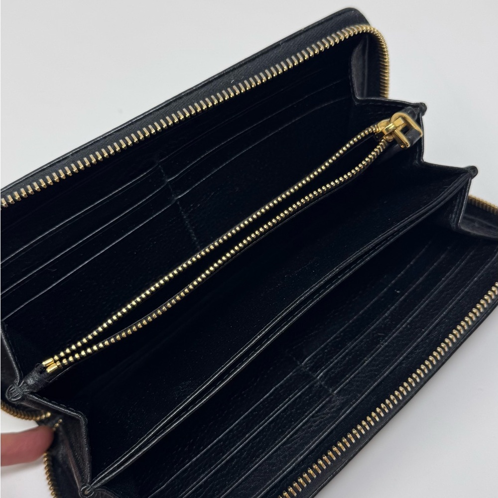 Preloved Prada Black Zip-Around Wallet with Gold Accents - Picture 10 of 16